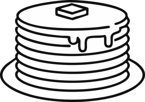 tortita apilar con mantequilla y jarabe contorno ilustración en un plato vector