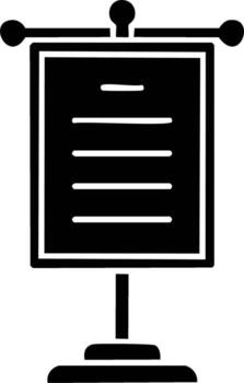 Presentation board icon with text lines, display stand for advertising, notices, and informational signage vector