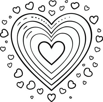 resumido corazones concéntrico diseño, lineal patrón, frontera elemento, festivo fiesta tema vector