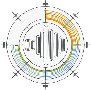 circular gráfico con resumen onda de sonido y color espectro arco elementos vector