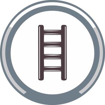 Stylized icon featuring ladder in a grey circle, metaphor for progress, aspiration, development, success, climbing up, or reaching goals vector