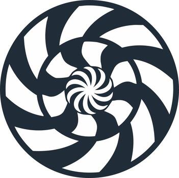 Abstract circular swirling pattern black and white graphic design element hypnotic motion illusion vector