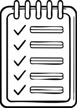 Checklist Notepad Task List Completed Items and Blank Spaces in Simple Black and White vector
