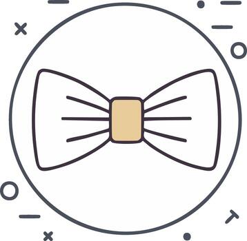 Simple bow tie icon with decorative elements inside a circle vector