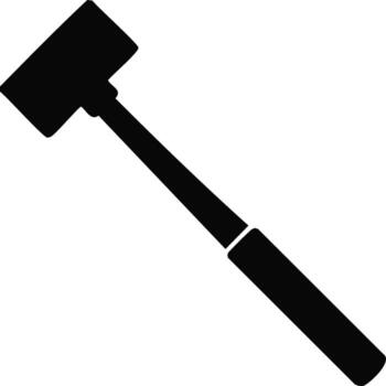 Black mallet illustration, construction tool with head and handle for hammering and hitting material objects vector