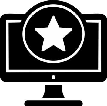 Digital computer monitor with a star icon on its screen representing favorite online content or premium status vector