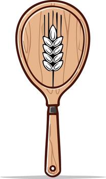 Wooden Paddle with Grain Design Feature Wood Texture Artisan Craft Element vector