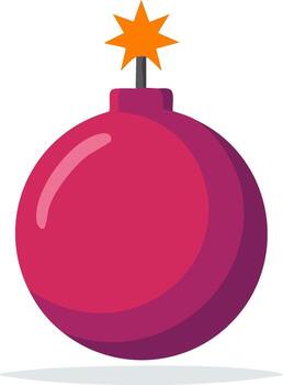 Cartoon style round bomb with orange fuse spark ready to explode vector