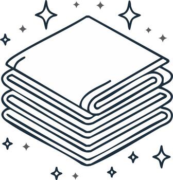 Stack of clean folded towels with decorative sparkle elements vector
