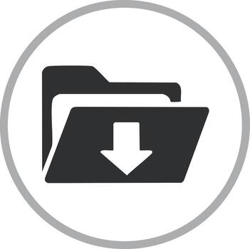 Digital Folder Icon with Download Arrow Symbol vector