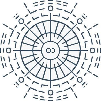 Abstract Circular Design with Radial Lines and Geometric Patterns for Technological or Futuristic Concepts vector