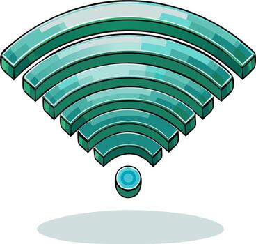Glossy 3D Wi-Fi symbol in an isometric style for internet and network connectivity vector