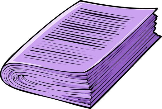 Vibrant Purple Paper Stack with Text Lines and Curled Edge Illustration vector