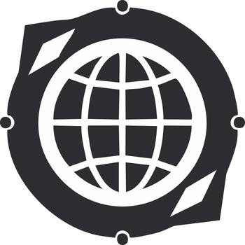 Stylized Globe Illustration with Compass Points Design vector