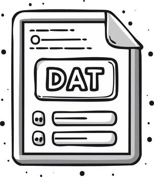 mano dibujado papel documento con dat archivo formato texto y Lista de Verificación vector