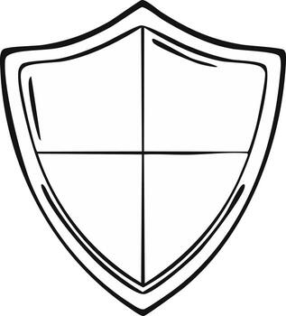 Stylized shield emblem with simple graphic lines representing protection and security vector