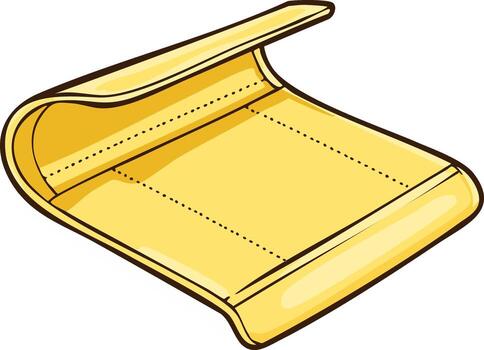 Stylized graphic of unfolded yellow envelope with dashed lines for easy folding vector