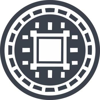 geométrico moneda diseño presentando un central cuadrado dentro un redondo frontera de rectangular incrementos ilustración vector