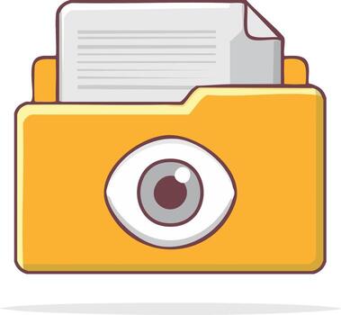 Open Folder with Eye Icon Holds Document, File Safety and Privacy Protection vector