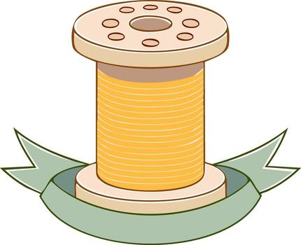 A spool of thread with a ribbon around it vector