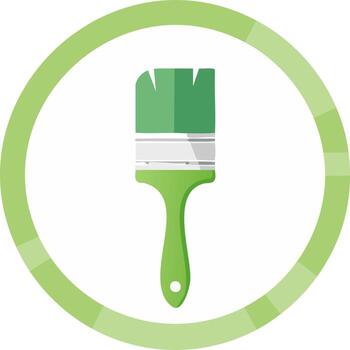 verde Cepillo de pintura icono con circular Progreso indicador y sutil degradado vector