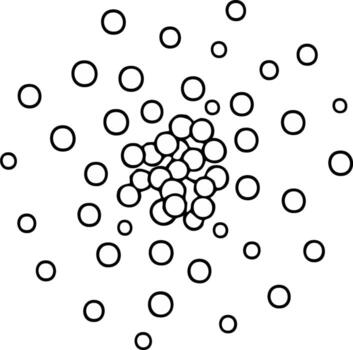 Abstract Circular Pattern Grouping of Small and Large Black Outlined Shapes on White Background vector