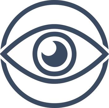 Abstract eye icon within a circle, observing, monitoring, and perceiving vector