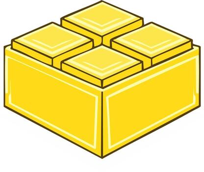 ilustrado dorado juguete edificio bloquear con conectando cuadrícula para niños' diseño y montaje proyectos vector