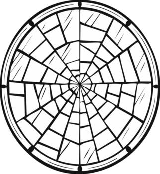 Abstract radial web design. Decorative circular outline in black and white vector