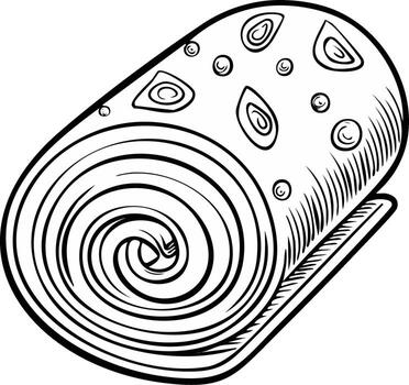 Rolled Towel with Swirl and Tear Drop Patterns in Black and White Line Art Style vector