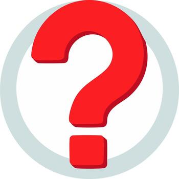 Large bold red question mark icon inside a grey circle symbolizing questions and uncertainty vector