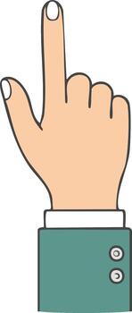 dibujos animados mano señalando hacia arriba con índice dedo extendido indicando dirección y selección vector