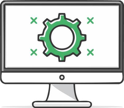 Computer Monitor with Gear Icon Concept for Customization and Settings vector