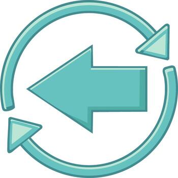 Teal circular arrow symbol indicating refresh reload or back repeat action vector