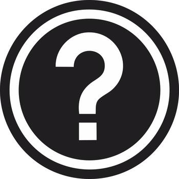 Simple black and white graphic of a question mark inside a circle with a bold outline vector