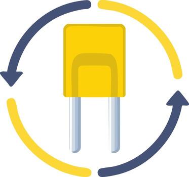 Electrical Component with Circular Arrows Depicting Renewal or Cycle, Demonstrating Circuit Functionality and Power Flow in Engineering vector