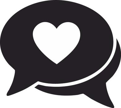 Love Chat Bubbles Communication Icon with Heart Symbol in Dialog Balloons for Romance and Connection vector