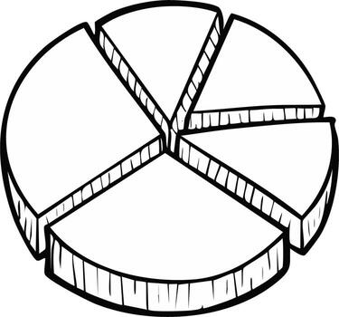 Hand drawn 3D pie chart with separated slices illustration vector