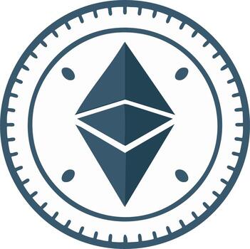 Ethereum cryptocurrency coin symbol flat icon. Digital money and blockchain technology concept vector