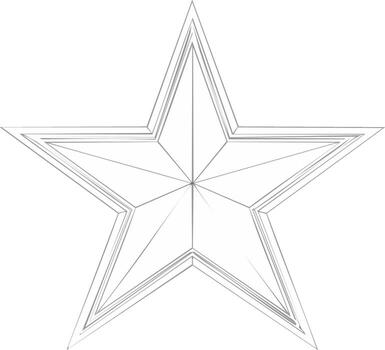 Geometric five pointed star with faceted lines in a sketch style illustration vector