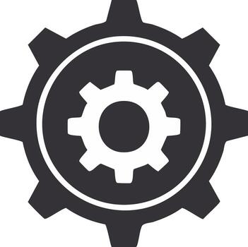 Nested Cogwheels Icon Representing System Settings, Technology, and Mechanical Processes vector