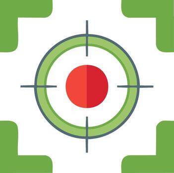 Target icon with crosshair and guide mark in red, green, and gray vector