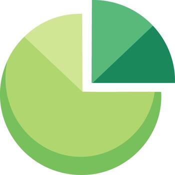 sencillo circular tarta gráfico icono con verde segmentos representando Estadísticas vector