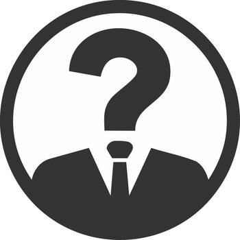 A black and white image of a man with a question mark vector