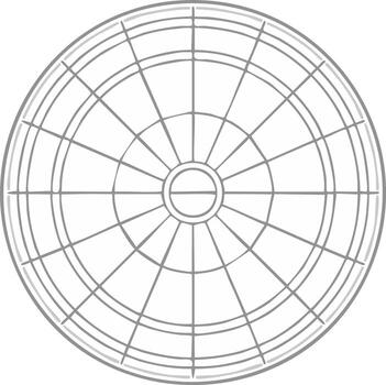 Circular Dartboard Wireframe with Concentric Rings and Radial Lines vector
