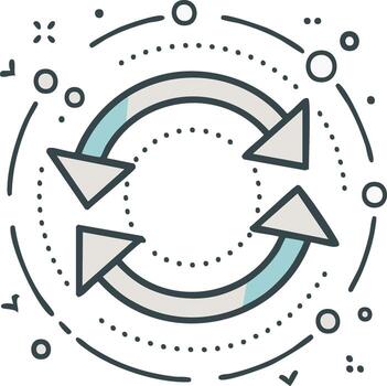 ilustración de flechas en un circular movimiento con punteado líneas y formas vector