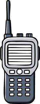 ilustración de un gris de doble sentido radio comunicación dispositivo con un antena en un dibujos animados estilo vector