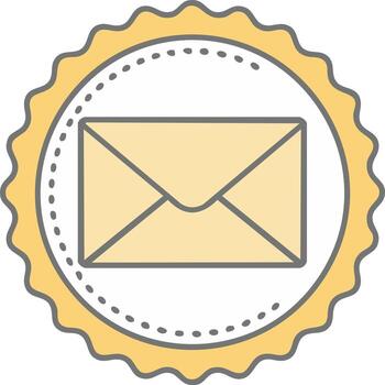 Yellow Envelope Icon Within a Circular Seal vector
