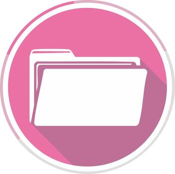 rosado y blanco carpeta icono con largo sombra para archivo administración vector
