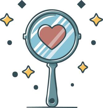 Heart reflection in mirror symbol of self love and acceptance with sparkles vector